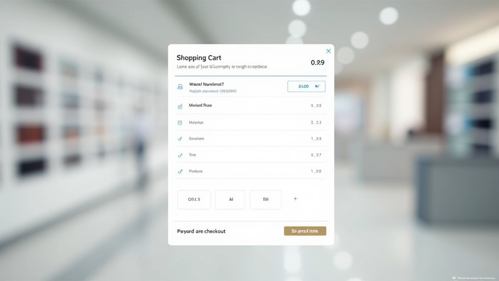 Shopping cart interface with product items, quantities, subtotal, and checkout button