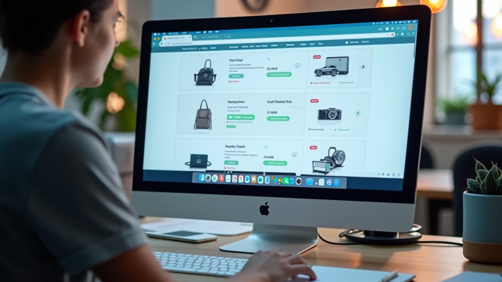 E-commerce interface design displayed on computer monitor